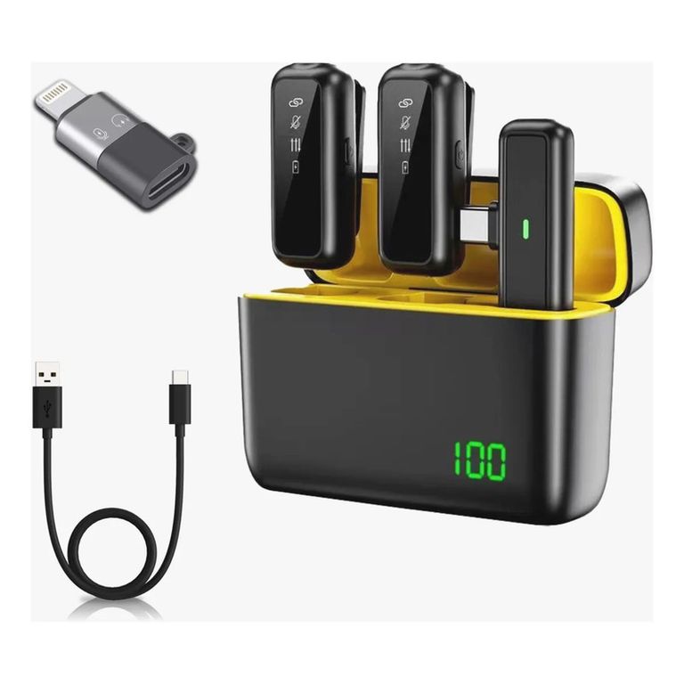 Micrófono Inalámbrico 2en1 con Cancelación de Ruido Tipo C y iOS