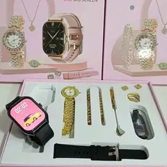 PREMIUM - Kit Reloj + Smartwatch A58 Plus, 7 En 1, Doble Reloj - ROSADO