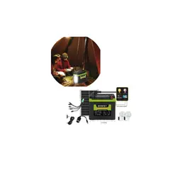 GENERICO - Kit Solar Portatil + 2 Focos Potente Power Bank Cargador Negro 220v 16v