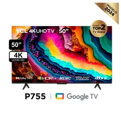 TCL - Televisor Smart 50 UHD 4K 50P755 Nuevo Modelo - Negro