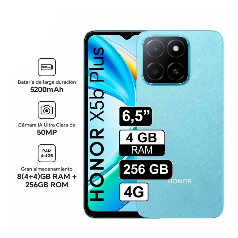 Celular X5B PLUS - 4GB RAM + 256GB - Color Azul