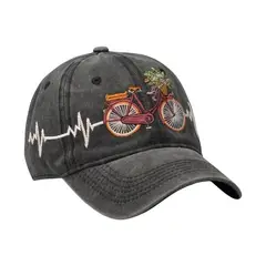 GENERICO - Gorra Unisex Vintage Negra con Bordado de Bicicleta
