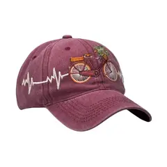 GENERICO - Gorra Unisex Vintage Guinda con Bordado de Bicicleta