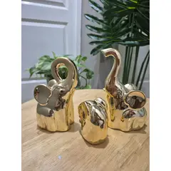 GENERICO - Familia De Elefantes Príncipe Dorado Brillo Valiente Pepita de Esperanza