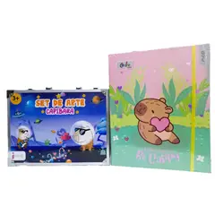 GENERICO - Set de Arte Maleta Capibara 6 Niveles + Cuaderno Capibara