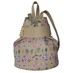 QARA - Mochila de Cuero Genuino con Estampado Floral Hecha en Perú