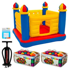 INTEX - Combo Castillo Saltarin 200Pelotas Super Inflador Parches