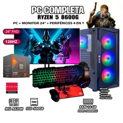 AMD - Computadora PC Completa Ryzen 5 8600G RAM 16GB SSD 500GB MONITOR 24" FULL HD