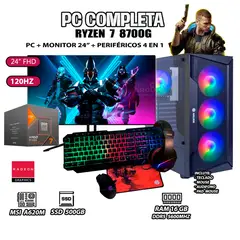 AMD - Computadora PC Completa Ryzen 7 8700G RAM 16GB SSD 500GB MONITOR 24" FULL HD