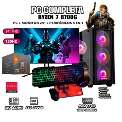 AMD - Computadora PC Completa Ryzen 7 8700G RAM 16GB SSD 500GB MONITOR 24" FULL HD
