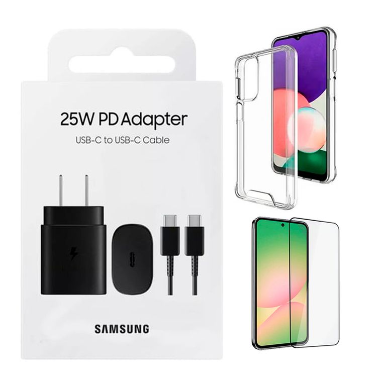 Kit Para A56 (Cargador 25w Negro + Case Y Funda)