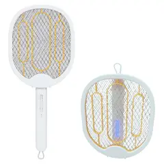 PENTHA - Raqueta Plegable 180° Mata Mosca Mosquito Recargable Con Usb Blanco