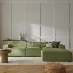 GENERICO - Sofá Derecho Seccional Esquinero Gala 4 Plz Pana - Verde Oliva