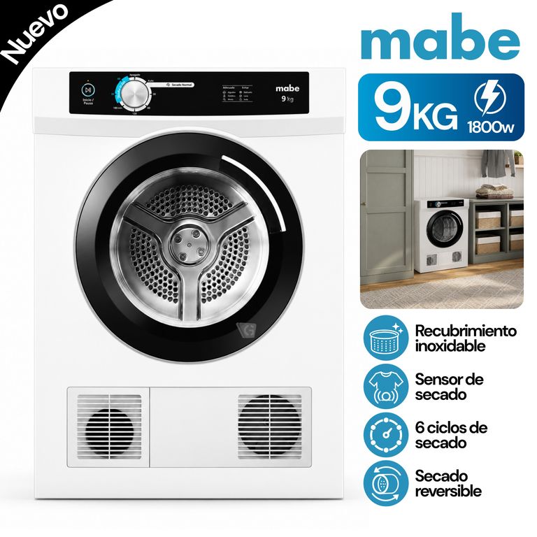 Secadora Eléctrica Carga Frontal 9kg Blanca SEM090VBBB0