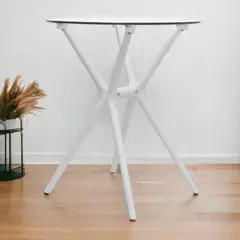 TU MESITA - Mesa Minimalista Circular Panda Vidrio