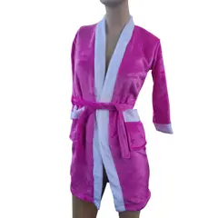 GENERICO - Bata de baño absorbente suave color Fucsia