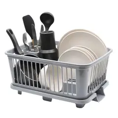 HOGARMAS - Escurridor de Platos con Drenaje Virgilio Gris