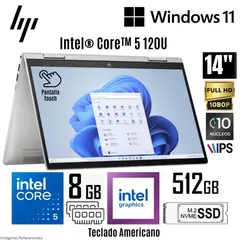 HP - Laptop Envy X360 14-ES1013DX Intel Core 5 120U 8GB RAM 512GB SSD 14" FHD IPS Táctil Windows 11