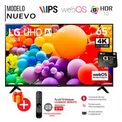 LG - Televisor 65 Pulg. LED Smart TV 4K UHD con Thinq AI 65UT7300PSA + Control Inteligente MAGIC
