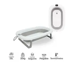 GENERICO - Bañera Tina Plegable Con Termómetro Gris