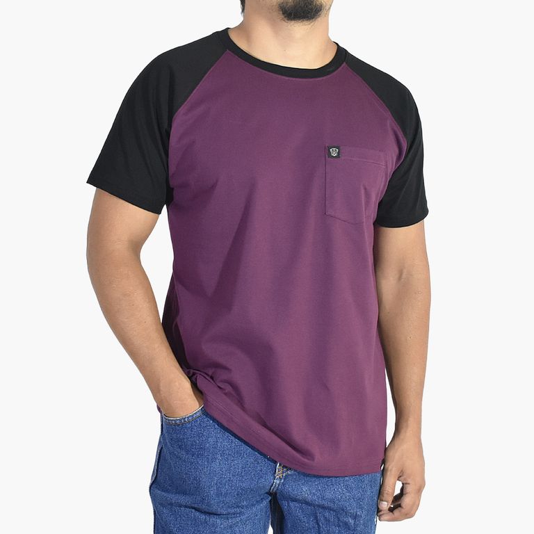 Polo Ranglan de Algodón con Bolsillo Vino