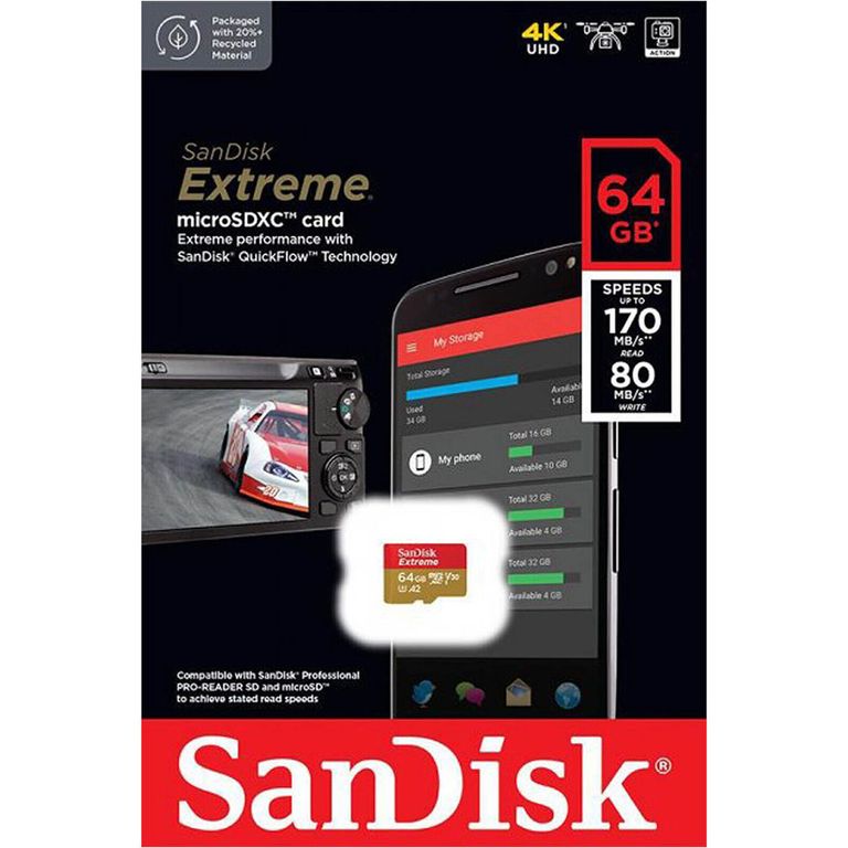 Memoria MicroSD Extreme64GB UHS-I Card U3 A2 170mbps