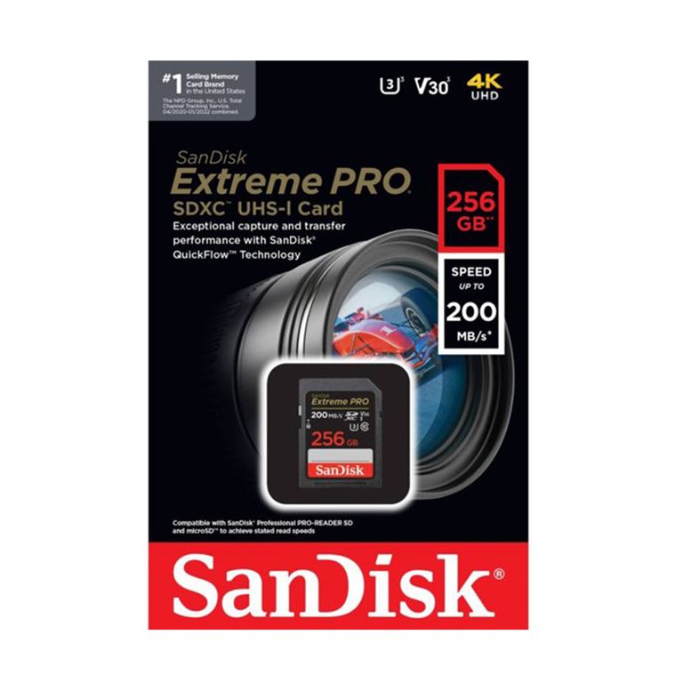 Memoria SD Extreme Pro 256GB 4k UHS-I C10 U3 200mbs