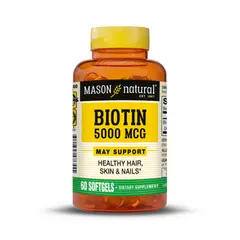 MASON NATURAL - Biotina 5000 MCG - - 60 Cáps. Blandas