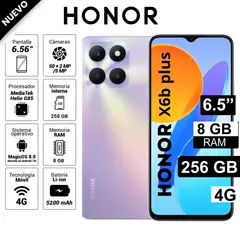 HONOR - Celular Libre X6B Plus 6.5 Pulg 256GB 8GB RAM Lila