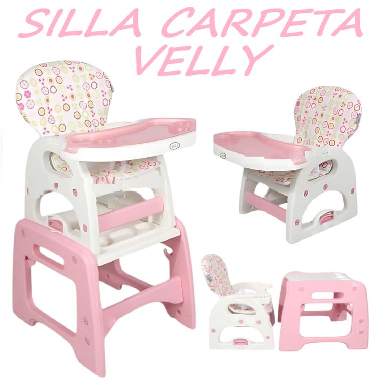 Silla Carpeta respaldar Reclinable 3 en 1 Velly -Rosa