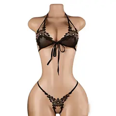 NO LOGO - Conjunto Lencería bello encaje Tanga Y Brasier Dama