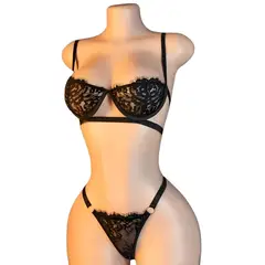 NO LOGO - Lencería Sexy De Brasier De Encaje Floral Conjunto