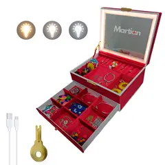 GENERICO - Joyero organizador con Espejo Led Rojo