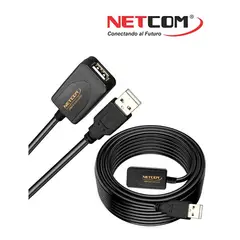 NETCOM - Cable Extensión USB 2.0 Activo de 15 Metros