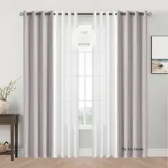 CASATEX - Cortina Blackout con Organza Central - Set de 4 Paneles 135 X 220 CM