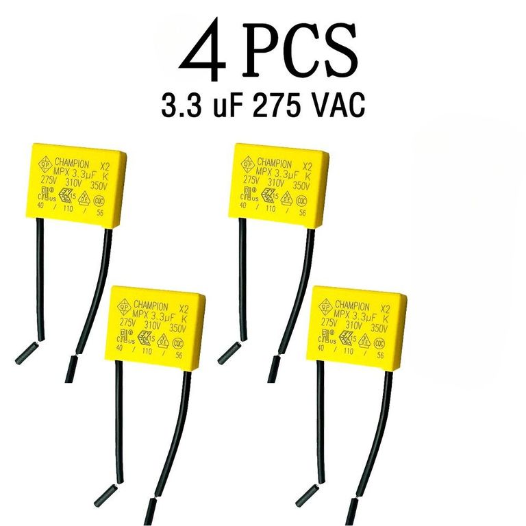 CAPACITOR CONDENSADOR 3.3 UF - REEMPLAZA CABLE NEUTRO - KIT 4 UNIDADES
