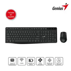 GENIUS - Teclado con Mouse wireless KM-8206S USB multimedia black