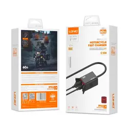 LDNIO - Cargador 60W Para Motocicleta 2 Puertos IPX6 C108 C Rápida