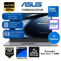 ASUS - Laptop ExpertBook Intel Core 7 (P1503CVA-S72120) RAM 16 GB SSD 512 GB 15.6"FHD Windows 11 PRO