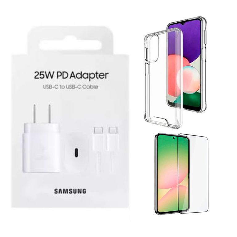 Kit Para A56 Cargador 25w Blanco + Case Y Funda
