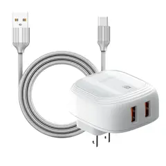 LDNIO - Cargador de Carga Rápida A2512Q Doble USB Con Cable