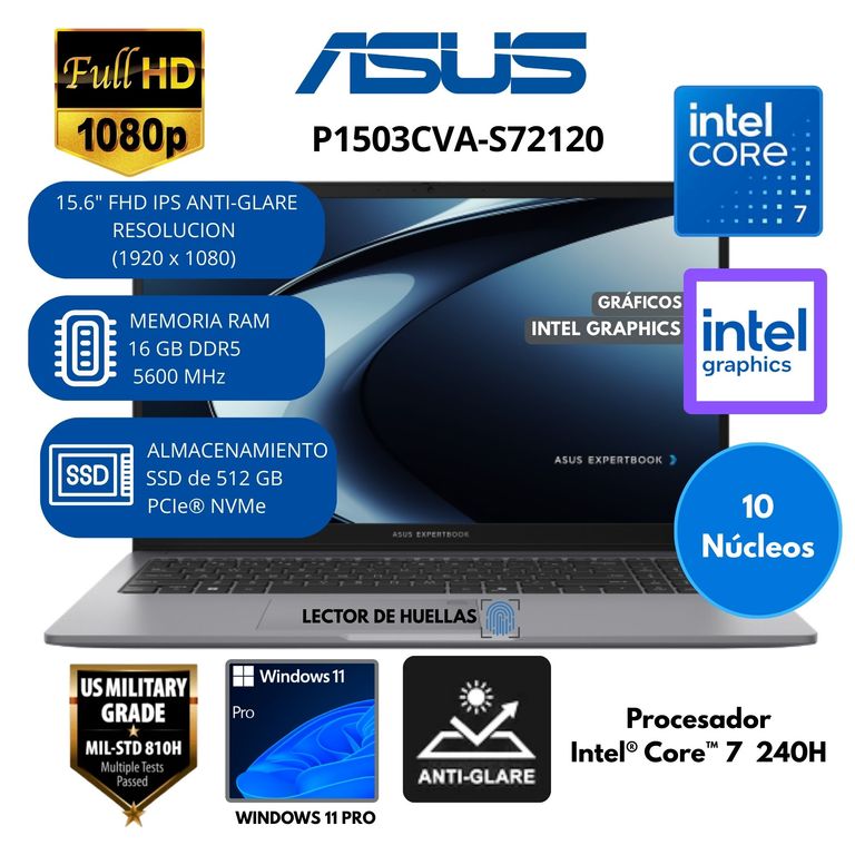 Laptop ExpertBook Intel Core 7 (P1503CVA-S72120) RAM 16 GB SSD 512 GB 15.6"FHD Windows 11 PRO