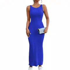 GENERICO - Vestido Hilo Americano Maxi Tirante 359G-23 Color Azul-