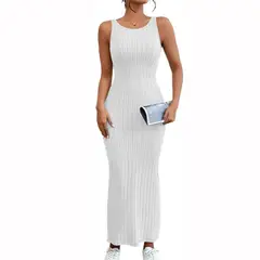 GENERICO - Vestido Hilo Americano Maxi Tirante 359G-23 Color Blanco-