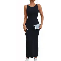 GENERICO - Vestido Hilo Americano Maxi Tirante 359G-23 Color Negro-