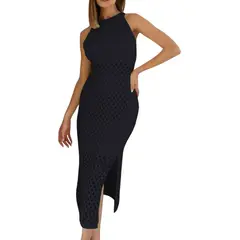 GENERICO - Vestido Hilo Trasluce Y Forro 359G-30 Color Negro