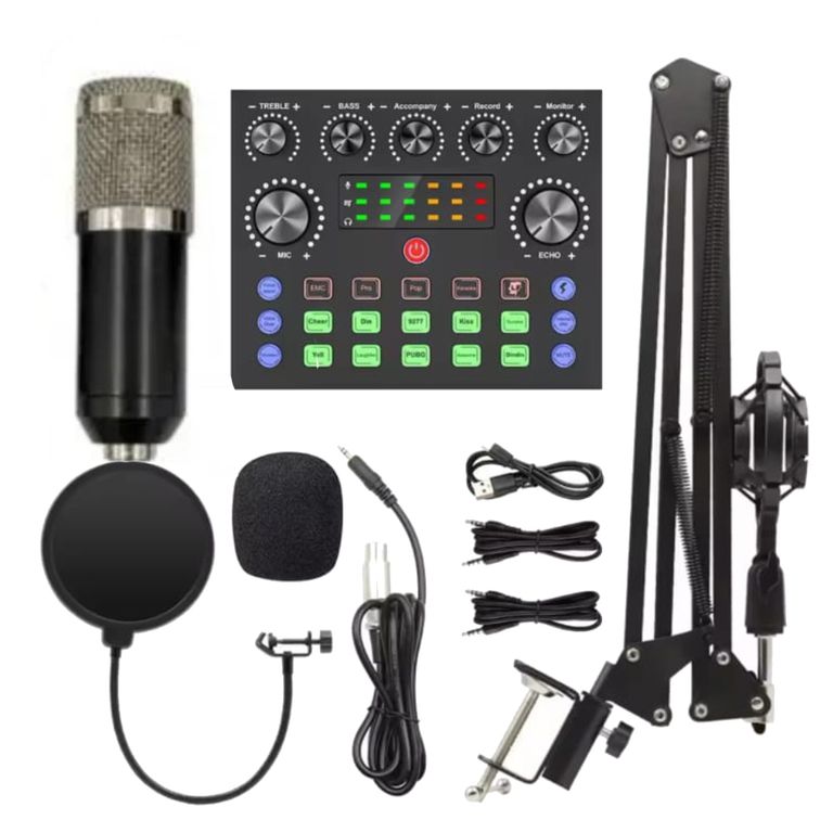 Micrófono para Pc Celular Condensador Studio Tarjeta Sonido V8S