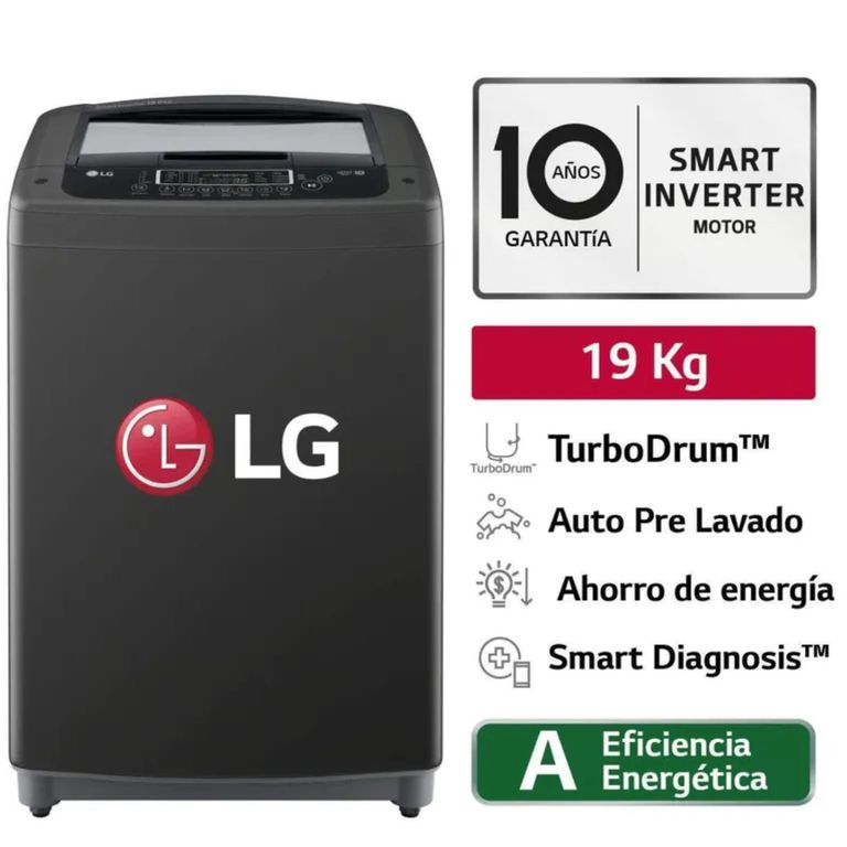 Lavadora Carga Superior 19 Kg WT19BVTB Negro Claro