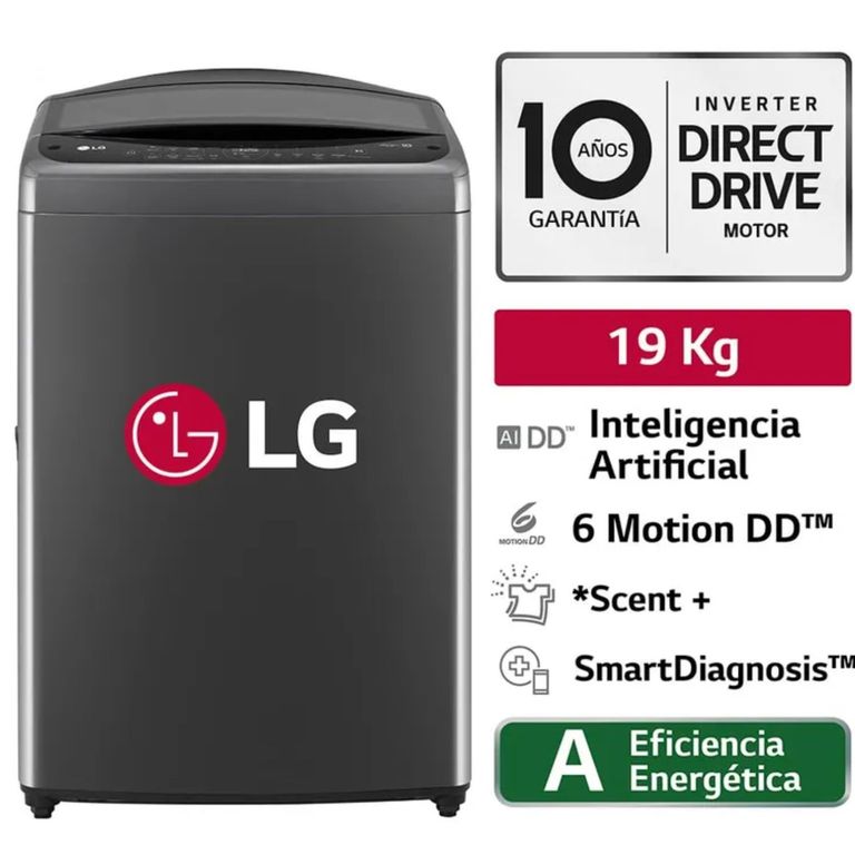 Lavadora 19Kg Carga Superior AI DD INTELIGENCIA ARTIFICIAL Negro WT19BV6