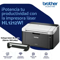 BROTHER - IMPRESORA LÁSER HL-1212W - MONOCROMÁTICA- WIFI